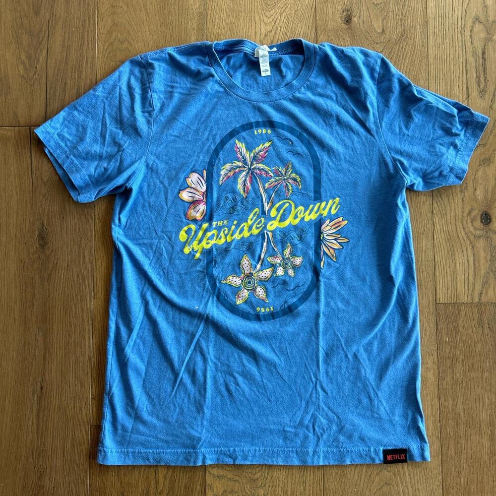 Sky blue upside down Stranger Things tee
